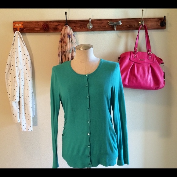 Ann Taylor cashmere turquoise cardigan