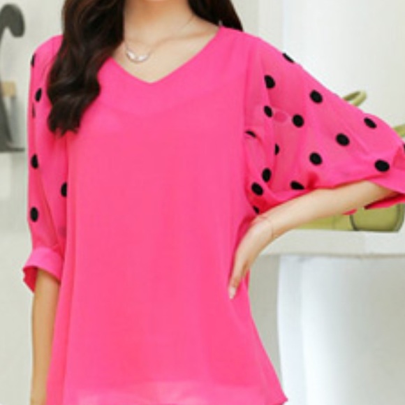 Tops - [HP] PINK POLKA DOT TOP