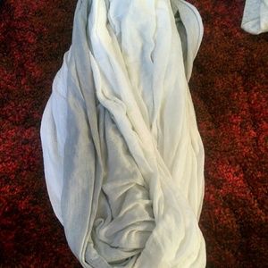 White and gray infinity scarf