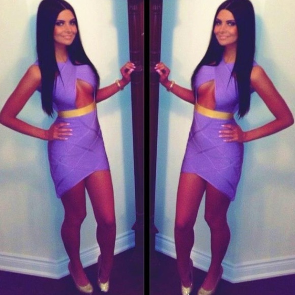 ❤️SOLD❤️Lilac and Gold Keyhole Bandage Dress