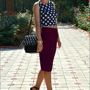 Burgundy Bodycon Pencil Skirt