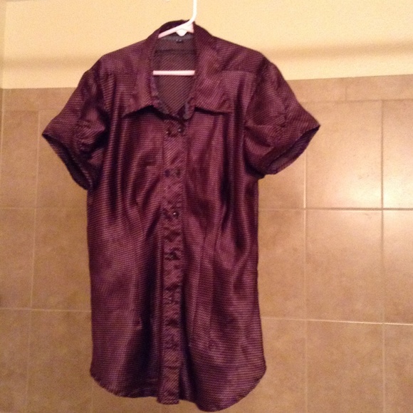 BLOUSE Satin black with pink poka dots💕