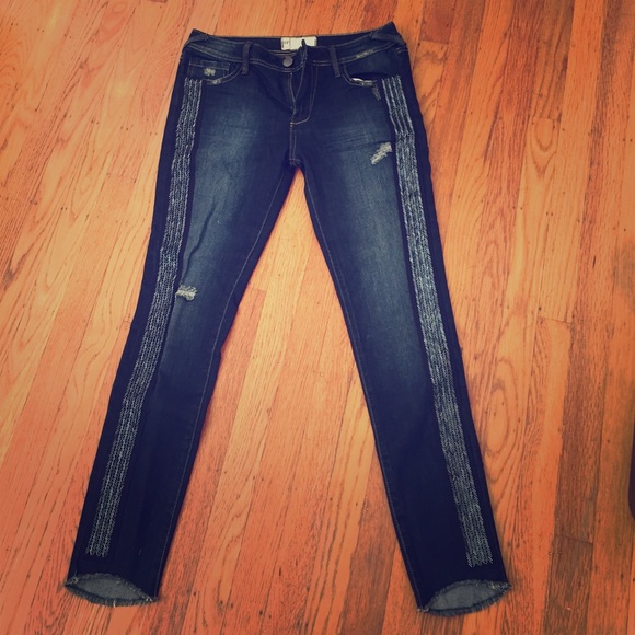 Free People Pants - NEW Free People Beaded Distressed Jeans