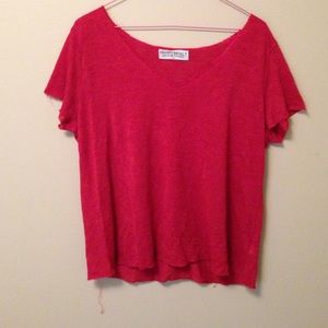 Short sleeved red crop top