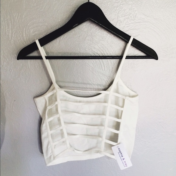 Brand Melville style white ribbed crop