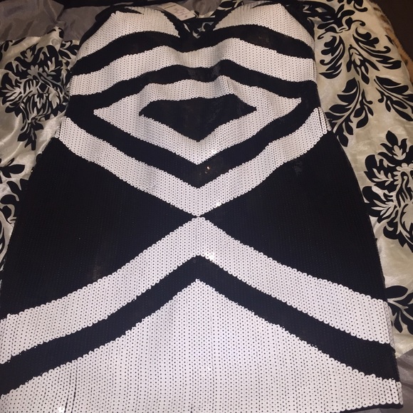 Black strapless sequin dress