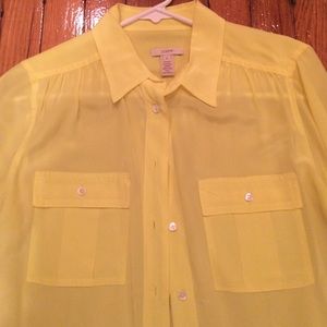 J. Crew Tops - JCrew silk yellow neon button down J. Crew Tops - JCrew silk yellow neon button down