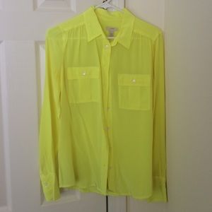 J. Crew Tops - JCrew silk yellow neon button down J. Crew Tops - JCrew silk yellow neon button down