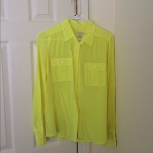 J. Crew Tops - JCrew silk yellow neon button down J. Crew Tops - JCrew silk yellow neon button down