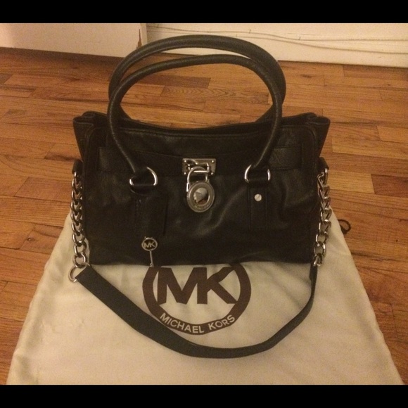 Black Michael Kors Hamilton Bag with dust bag