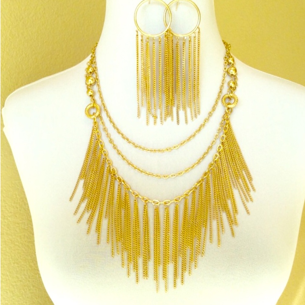Sexy Gold Statement Necklace Set