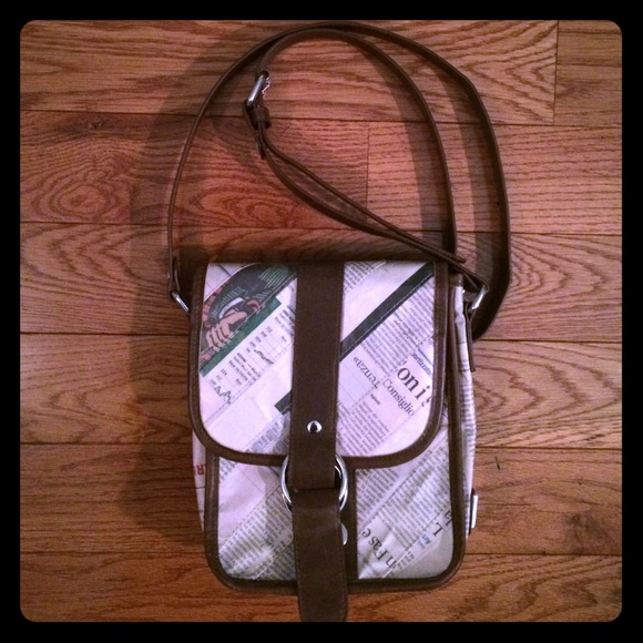 Vintage leather/patterned satchel