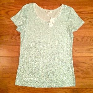 Aqua sequin t-shirt. Never worn!