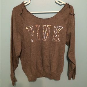 PINK off the shoulder grey sweater