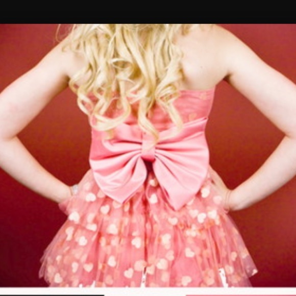 betsey johnson pink dress with red hearts Betsey Johnson Pink Glitter Heart Dress