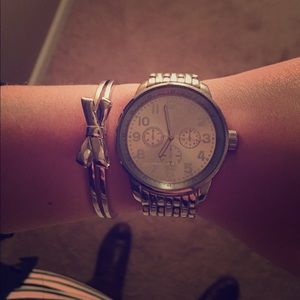 Silver watch with large silver band!!