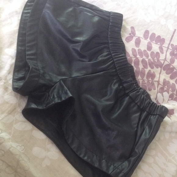 F21 faux leather shorts