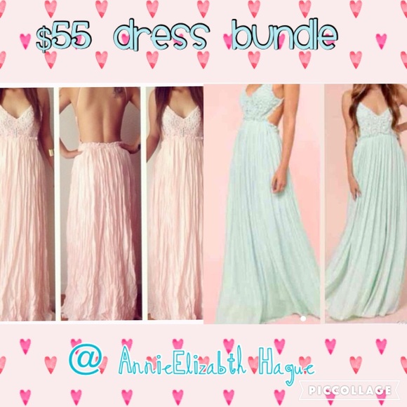 mint blue pastel backless crochet lace maxi dress - Picture 4 of 4