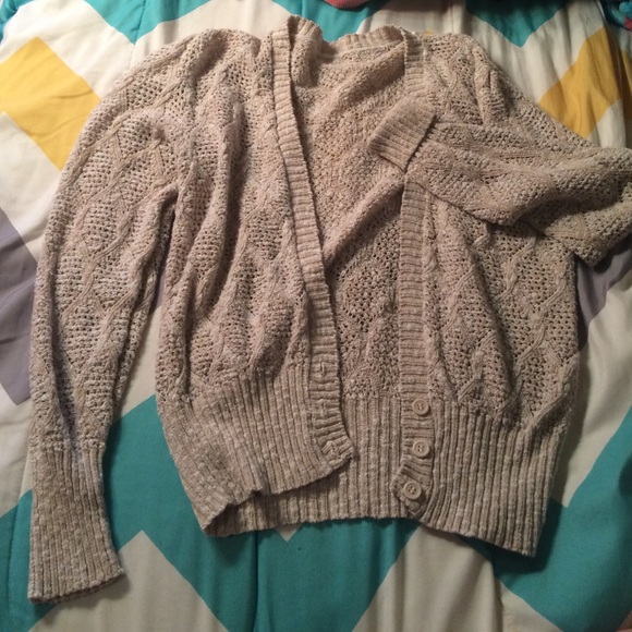 Tan knit lace cardigan