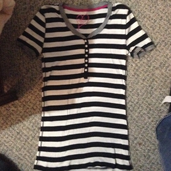 Rue 21 Black and White Striped Shirt