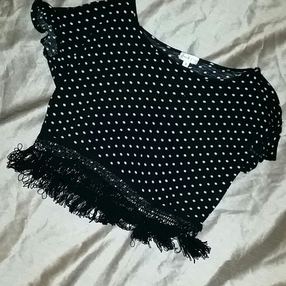 Black and white polka dot crop top - Picture 1 of 2