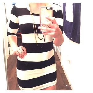 Black and white stripe bodycon minidress