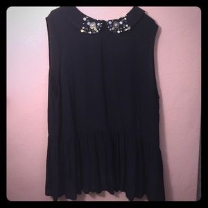 Navy peplum top