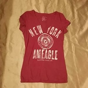 Fuchsia American Eagle graphic v neck tee