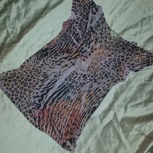 Flowy Leopard print blouse small zebra print