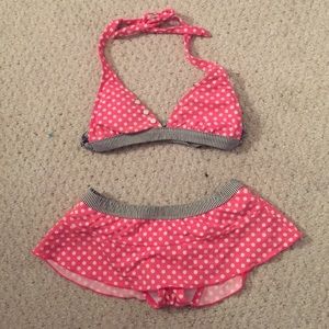Pink Polka-dot Bikini Bathing Suit Set