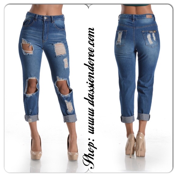 Denim - High Waist Boyfriend Jeans