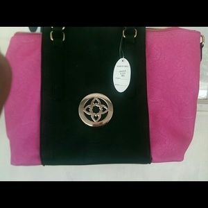 Women's Pink and Black Handbag