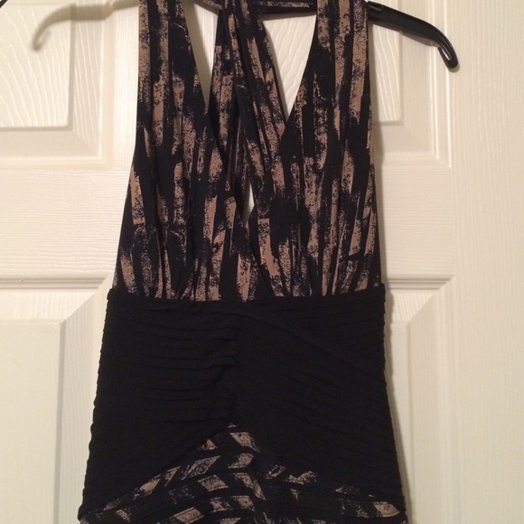 Long Black and Tan formal gown from BCBG Maxazria - Picture 2 of 4