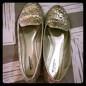 Sparkly silver flats