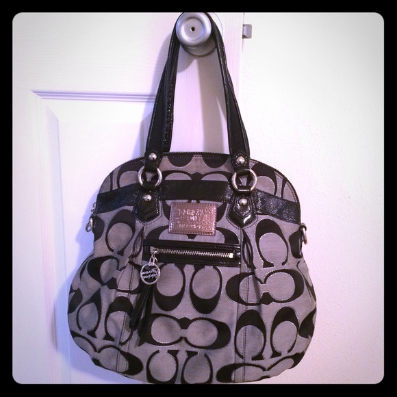 Coach gray and black Poppy handbag