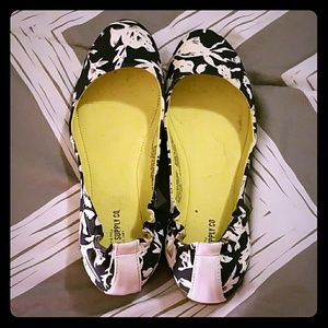 Navy and white flats