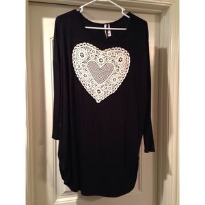 Black tunic with crochet heart