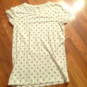 White shirt with blue anchors