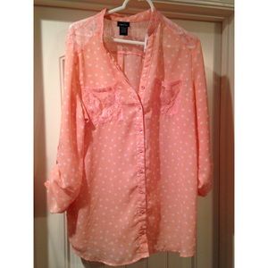 Pink polka dot blouse