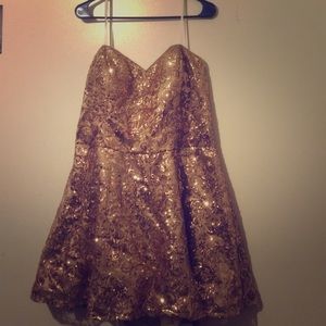gold sequence flower designed dress.