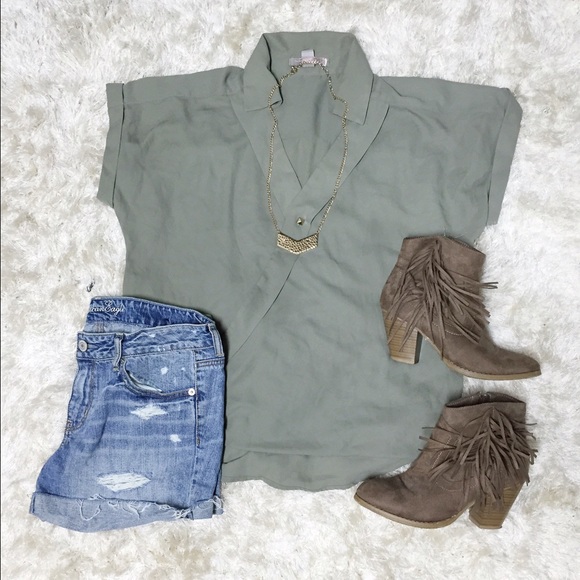 Green BOHO top