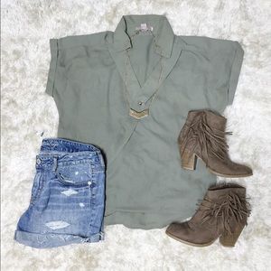 Green BOHO top