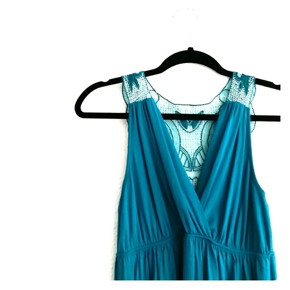 Teal V Neck Dress