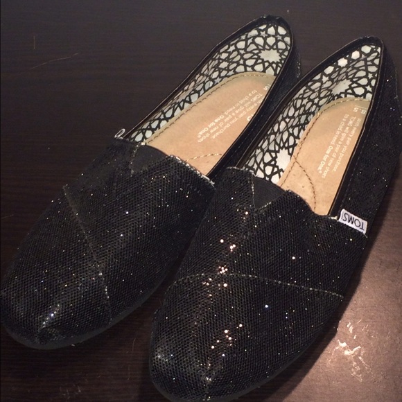 Toms black sparkly size 8.5
