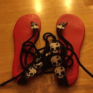 Lace up flip flops