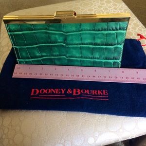 DOONEY & BOURKE CLUTCH dark green w/gold metal