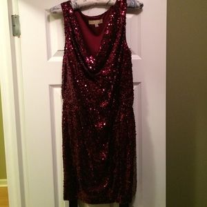 Dark red sequin party dress.