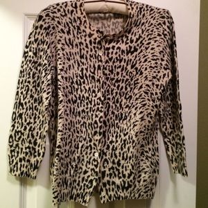 Animal print wool cardigan