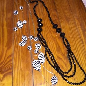 Zebra necklace and black necklace