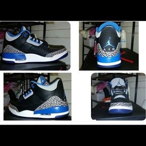 Sport blue Jordan 3's sz 7.5 mens